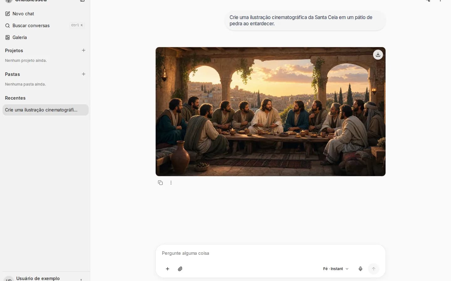 Ilustração original da Santa Ceia gerada em uma conversa, com ação de download